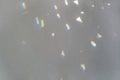 Rainbow light crystal leak selective focus overlay background. Prism glass flare effect texture. Sunlight rays, iridescent Royalty Free Stock Photo