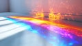 Abstract rainbow light refraction creating colorful patterns on white wall and floor surface Royalty Free Stock Photo