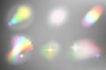 Rainbow light Prism effect. Hologram reflection, crystal flare leak shadow overlay. Set of vector illustrations of abstract Royalty Free Stock Photo