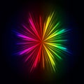 Rainbow light rays background, abstract colorful burst.