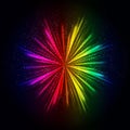 Rainbow light rays background, abstract colorful burst.