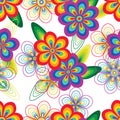 Rainbow line flower leaf color seamless pattern Royalty Free Stock Photo