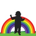Rainbow line illustration with child Royalty Free Stock Photo