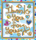 Rainbow line thank you for your love frame Royalty Free Stock Photo