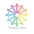 rainbow logo sociocultural relations and equality. people stand in a circle holding hands Royalty Free Stock Photo