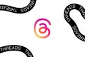 Rainbow Logo of Threads Instagram App with Design Curve Text of Threads