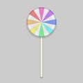 Rainbow Lolipop candy on white background