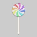 Rainbow Lolipop candy on white background