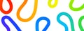 Rainbow loops and squiggles background. Colorful dynamic curves. Multicolored doodle lines. Trendy minimalistic print