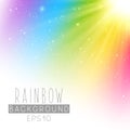 Rainbow magic shiny background with sunlight and sparkles