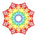 Rainbow Mandala Isolated on White. Oriental Decorative Element. Royalty Free Stock Photo