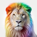 Rainbow Maned White Lion: Conceptual Digital Art By Martin Creed And George Christakis