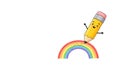 A rainbow mark from a smiling pencil. Space for text. Royalty Free Stock Photo