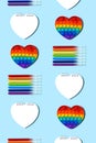 Rainbow markers pop-it, notepad blue seamless pattern