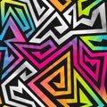 Rainbow maze seamless pattern