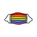 Rainbow medical mask doodle icon, vector illustration Royalty Free Stock Photo