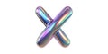Rainbow metallic letter x design element set isolated on transparent background Royalty Free Stock Photo