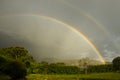 A rainbow is a meteorological phenomenon that is caused by reflection, refraction and dispersion of light in water droplets. Royalty Free Stock Photo