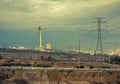 Rainbow Beside Milad Tower on Skyline of Tehran with Vintage Filter Royalty Free Stock Photo