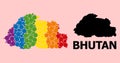 Rainbow Mosaic Map of Bhutan for LGBT