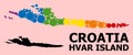 Rainbow Mosaic Map of Hvar Island for LGBT