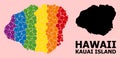 Rainbow Mosaic Map of Kauai Island for LGBT