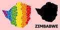 Rainbow Mosaic Map of Zimbabwe for LGBT