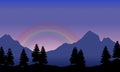 Rainbow on the mountain beauty landscape silhouettes