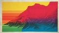 Rainbow Mountain: Silkscreened Postcard For Carlsbad Caverns National Park