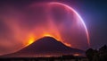 rainbow in the mountains A firey nebula with a fire rainbow spectrum, creating a stunning display of light and dust