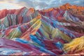 Rainbow Mountains in Geological Wonderland Royalty Free Stock Photo