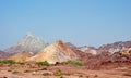 Rainbow mountains and salt domes in Hormuz Island Royalty Free Stock Photo