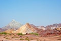 Rainbow mountains and salt domes in Hormuz Island Royalty Free Stock Photo