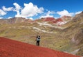 Rainbow mountains or Vinicunca Montana de Siete Colores Royalty Free Stock Photo