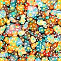 Rainbow multicolor abstract spotted seamless pattern, background from geometrical figures. Colorful bright texture of various Royalty Free Stock Photo