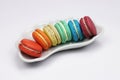 Rainbow multicolor french macarons Royalty Free Stock Photo