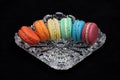 Rainbow multicolor french macarons Royalty Free Stock Photo