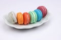 Rainbow multicolor french macarons Royalty Free Stock Photo