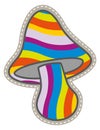 Rainbow mushroom patch in vintage style. Hippie emblem