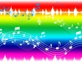 Rainbow Music Background Shows Musical Piece And Instruments