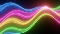 Rainbow Neon Light Waves on Black. Royalty Free Stock Photo