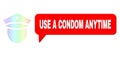 Rainbow Net Gradient Police Head Icon and Use a Condom Anytime Message Cloud with Shadow