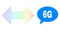 Rainbow Network Gradient Horizontal Exchange Arrows Icon and 6G Message Bubble with Shadow