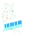 Rainbow notes and piano blue background Royalty Free Stock Photo