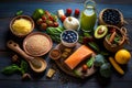 A Rainbow of Nutritious Options on a Rustic Wooden Board. Generative AI. Royalty Free Stock Photo