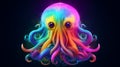 Rainbow Octopus on Dark Background