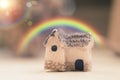 Rainbow over ahouse, good optimistic prospects of the real estate industry future Royalty Free Stock Photo