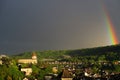 Rainbow over ancient town Schaffhausen in Switzerland