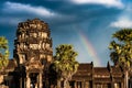 Rainbow over Angkor Wat Royalty Free Stock Photo