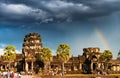 Rainbow over Angkor Wat Royalty Free Stock Photo